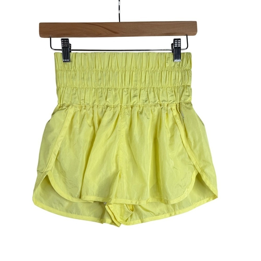 Free‎ People Movement High Rise Smocked Athletic Shorts size Small Lime Green